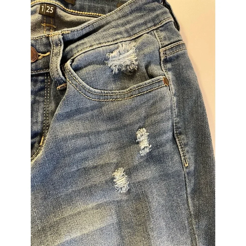 Judy Blue Jeans Womens 1/25 25x28.5 Blue Skinny Distressed Denim JB82109MD - Picture 4 of 16